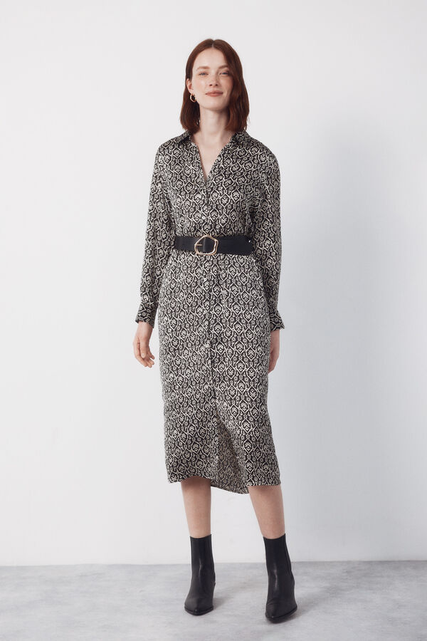Cortefiel Satin shirt dress Printed grey