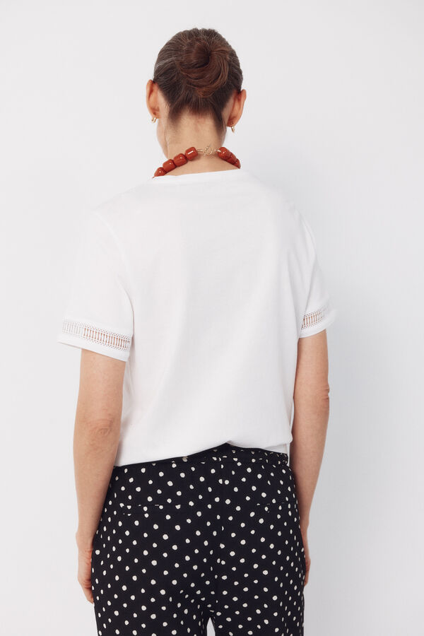 Cortefiel Camiseta com detalhe de bainha Branco