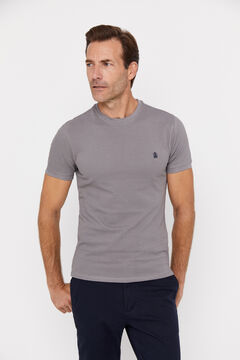 Cortefiel Basic piqué T-shirt Grey