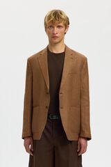 Selected Casaco de linho com aba Castanho