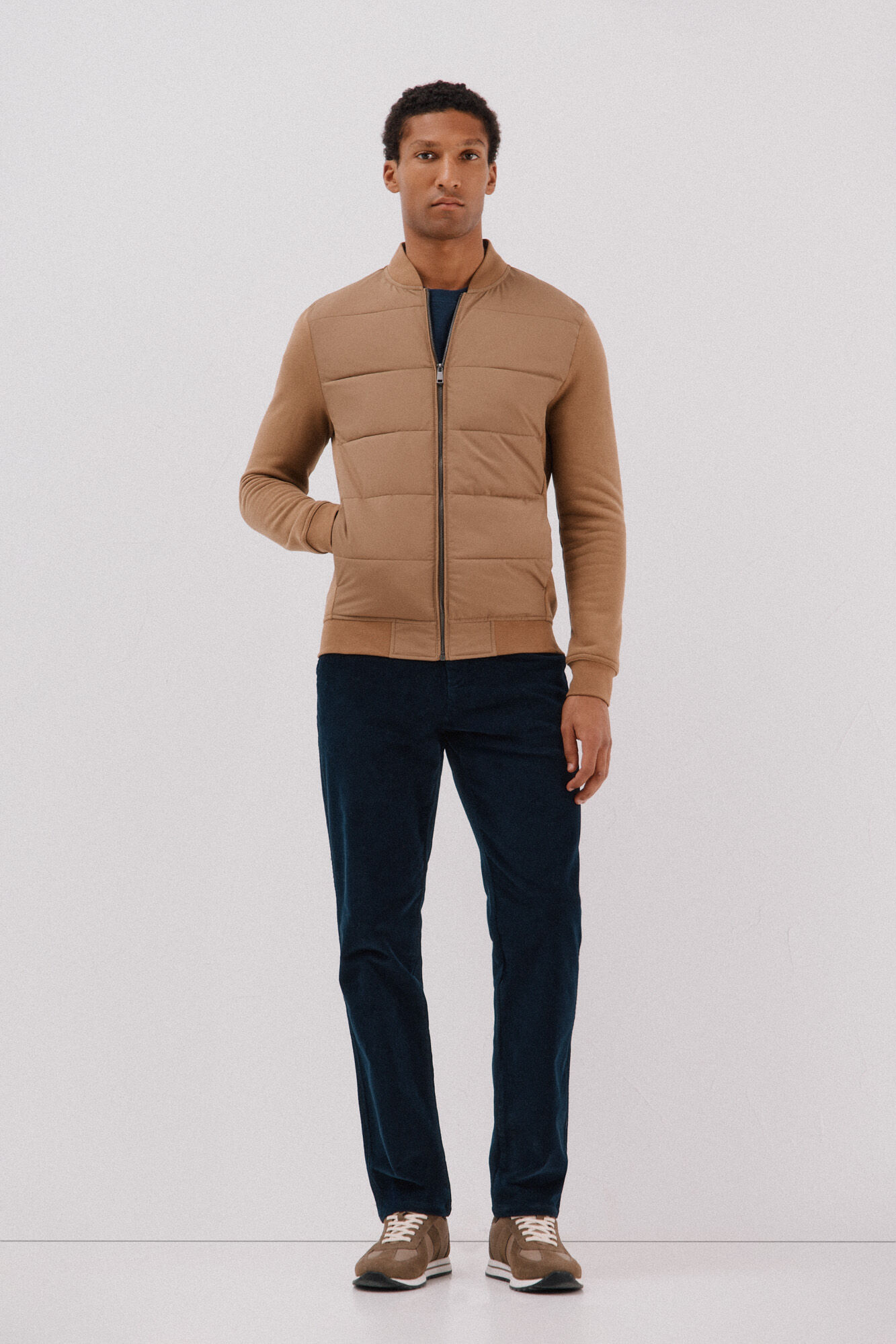 Cortefiel C&aacute;rdigan bomber tejido combinado