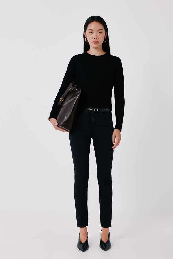 Cortefiel Round neck jumper Black