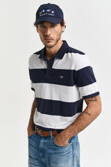 Gant Camisa polo piqué riscas em bloco Azul