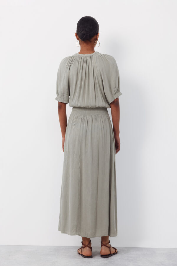 Cortefiel Short-sleeved dress Kaki