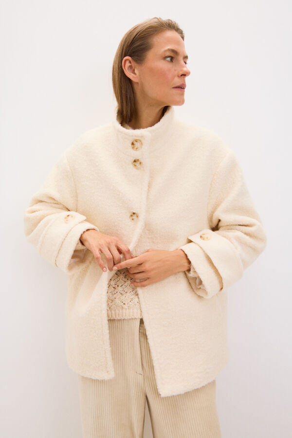 Cortefiel Short soft fabric jacket Ivory