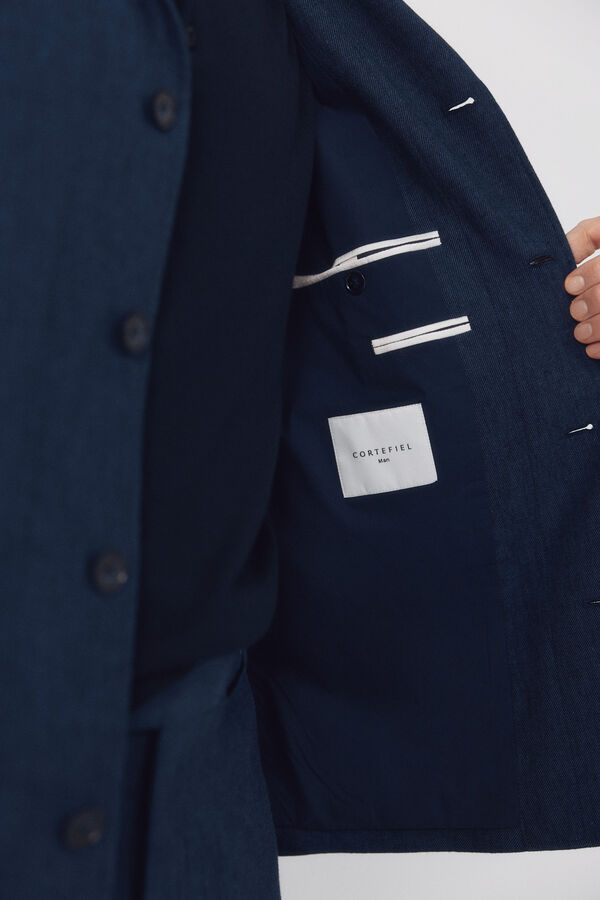 Cortefiel Americana mistura linho coordenada Azul