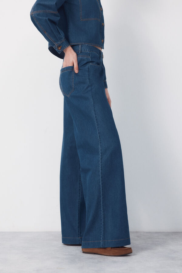 Cortefiel Soft palazzo jeans Blue