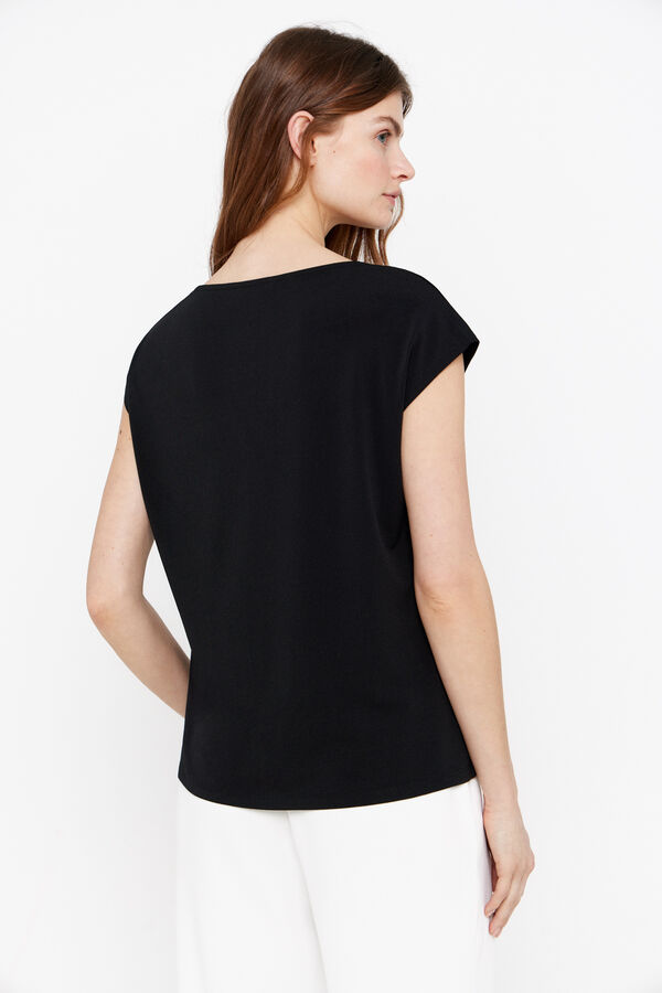 Cortefiel Kersey-knit top with chain detail Black