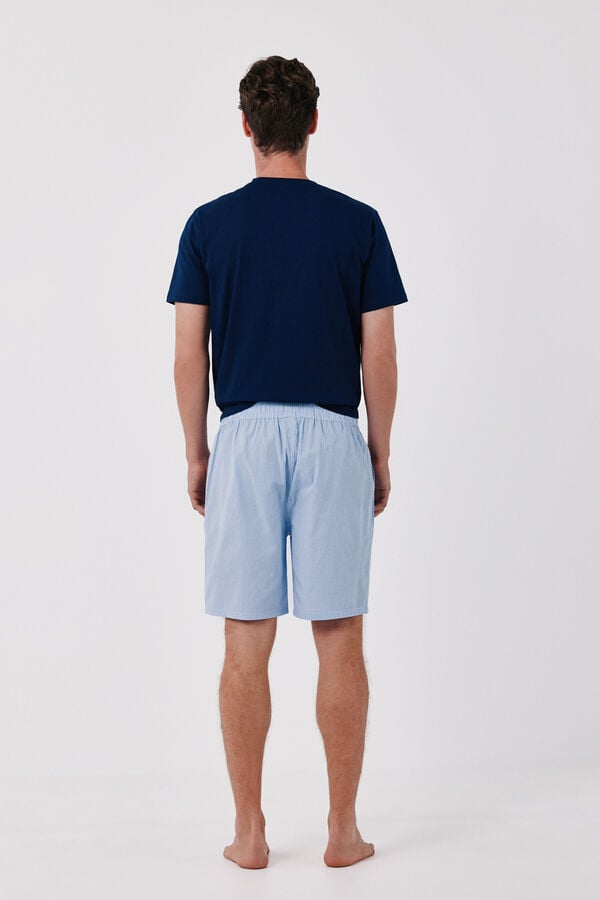 Cortefiel Jersey-knit and fabric pyjamas set Navy