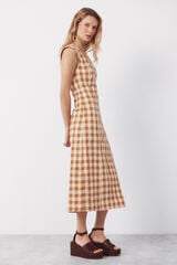 Cortefiel Fitted gingham print dress Printed yellow