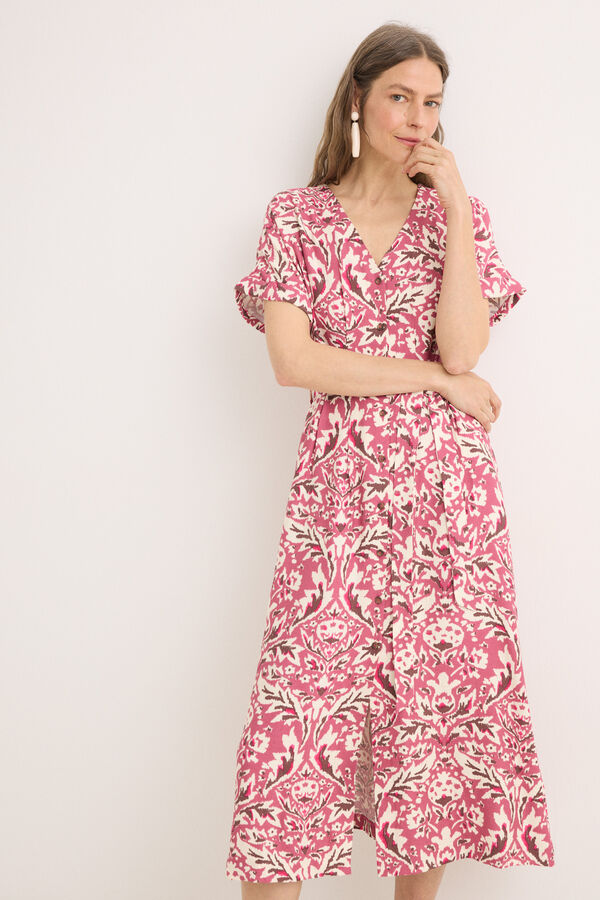 Cortefiel Pleated midi dress Multicolour