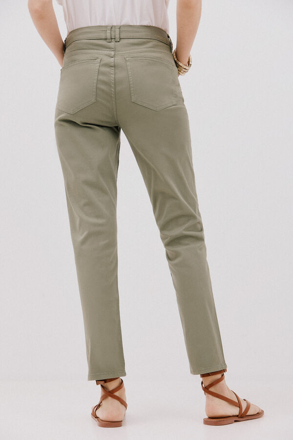 Cortefiel  colored cropped skinny trousers Kaki