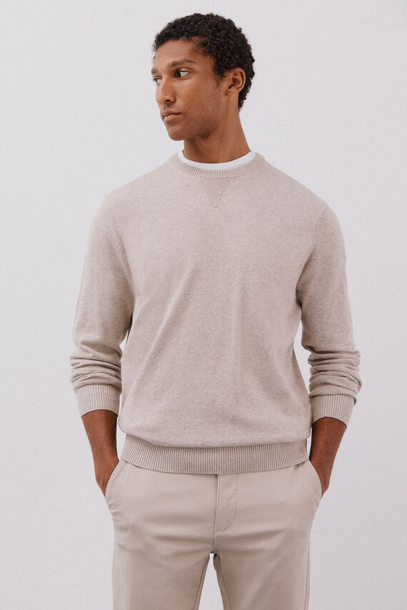 Jersey punto fino algodón cuello redondo