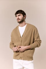 OOTO Casaco de malha com estrutura em bico e bot&otilde;es Castanho