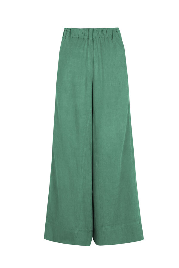 Slowlove Pantal&oacute;n ancho de lino lavado Verde