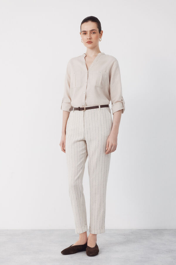 Cortefiel Linen trousers Printed white