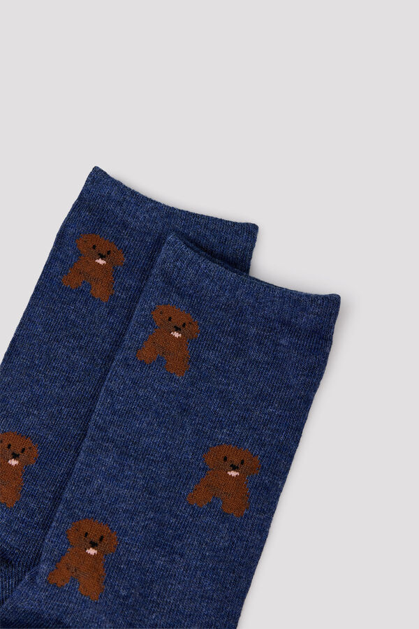 Cortefiel Poodle long socks Navy