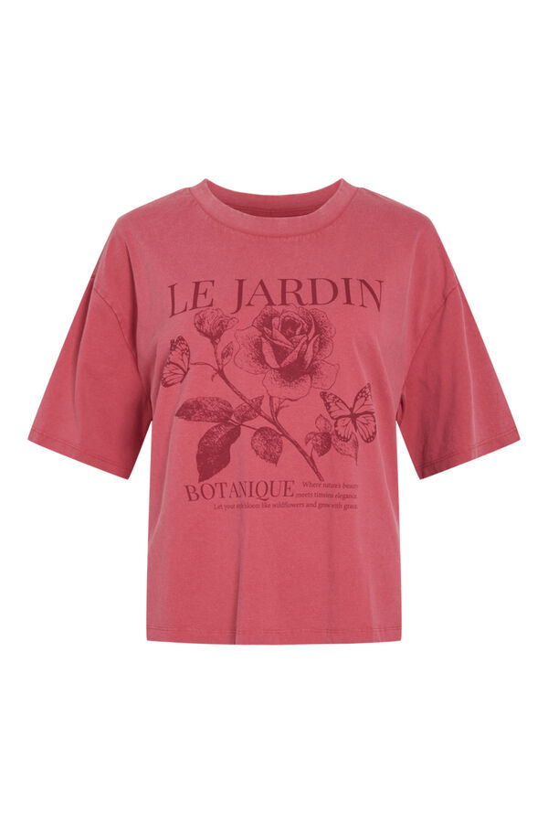 Vila T-shirt estampada em algod&atilde;o org&acirc;nico Subiu