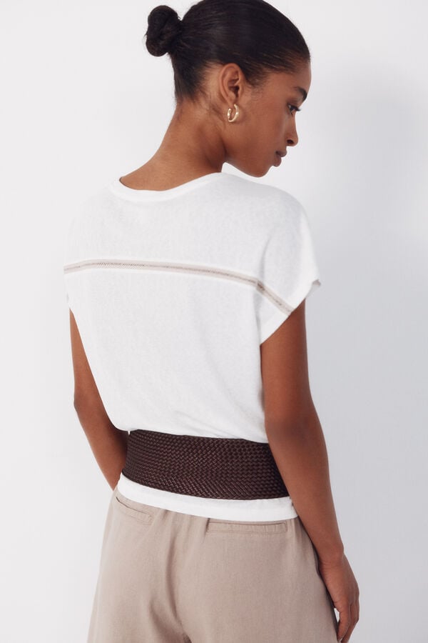 Cortefiel T-shirt com bainhas abertas Branco