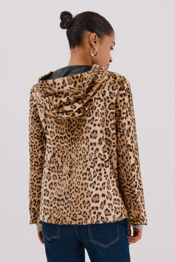 Cortefiel Blusão curto reversível efeito pelo Preto