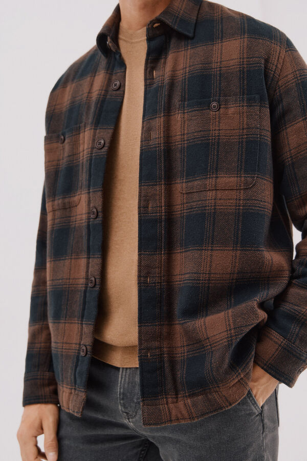 Cortefiel Quilted overshirt Brown