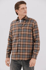 Cortefiel Checked flannel shirt Camel