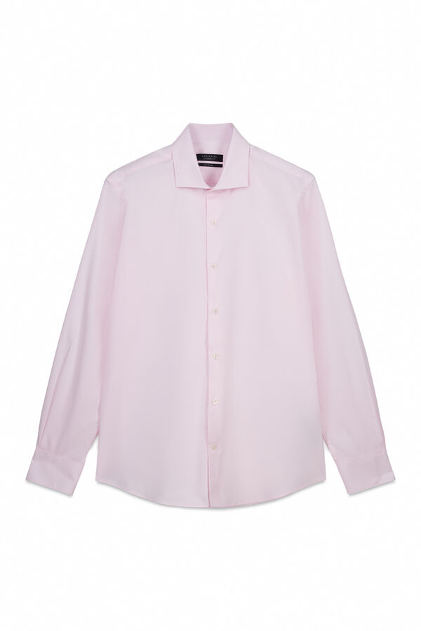 Cortefiel Plain easy-iron dress shirt Pink