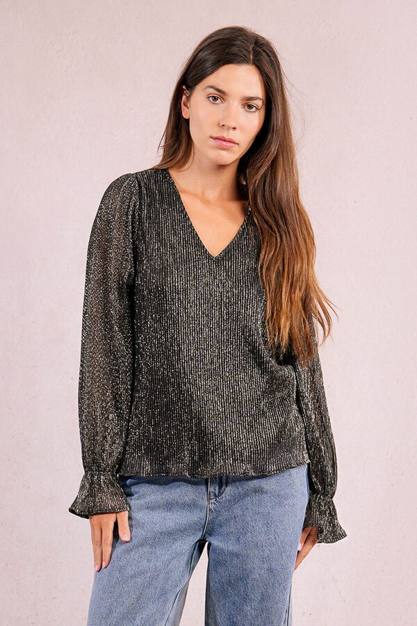 Molly Bracken Top plissada de manga comprida Cinzento