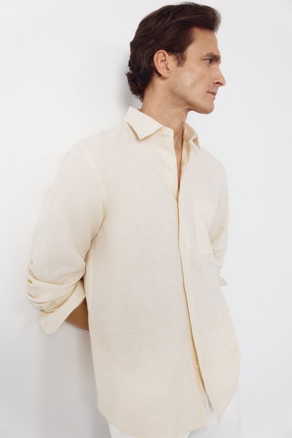 Camisa lino algodón rayas