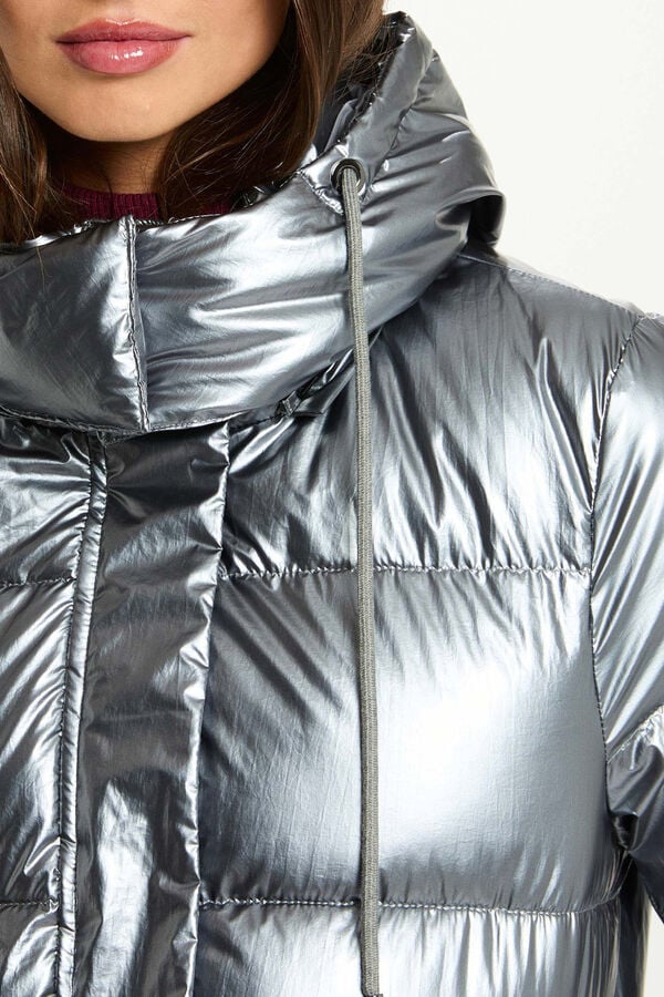 Morgan Sobretudo longo e brilhante acolchoado Cinzento