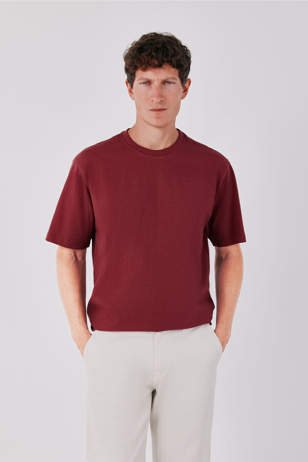 Cortefiel Basic T-shirt Maroon