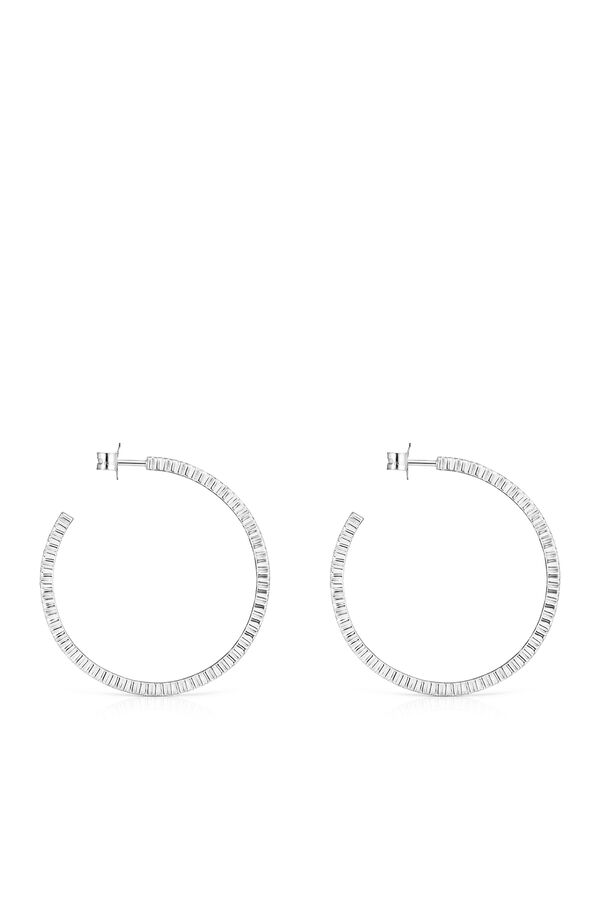 Cortefiel Large silver hoop earrings Grey