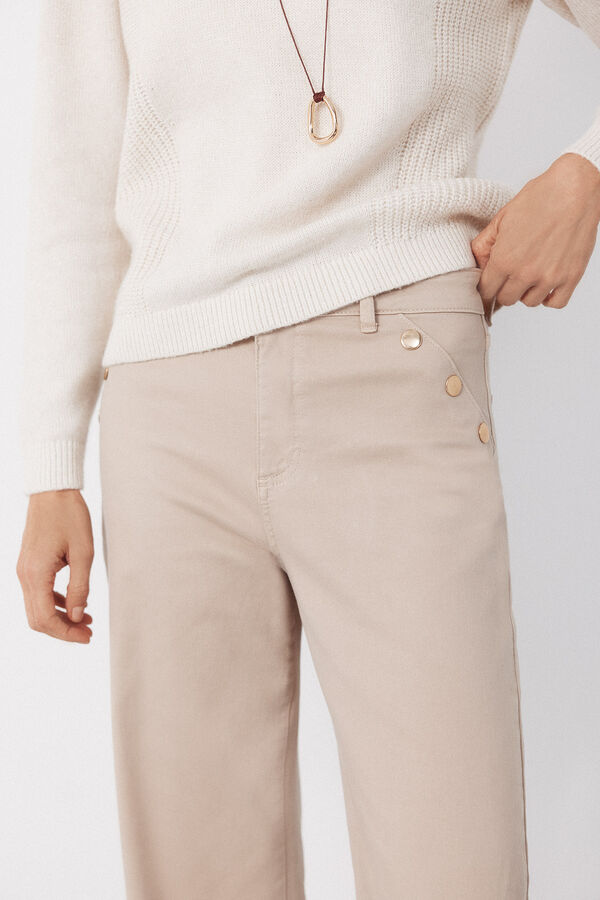 Cortefiel Palazzo jeans with buttons Brown