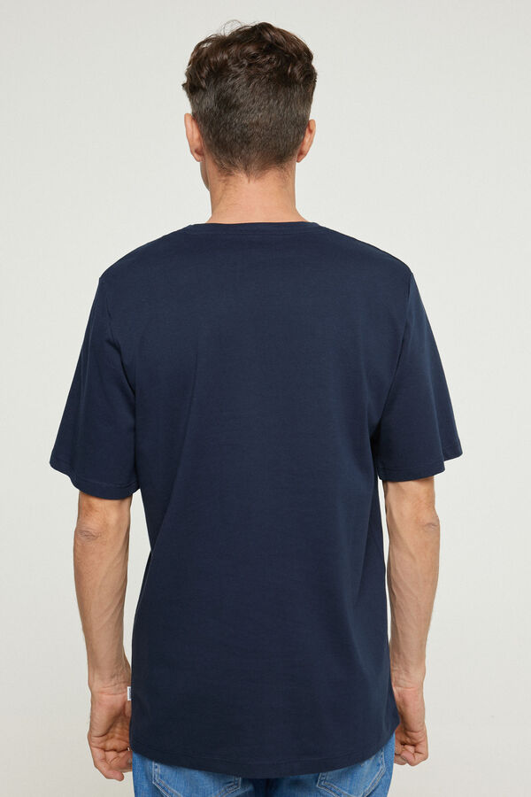 Cortefiel Short-sleeved organic cotton T-shirt Navy