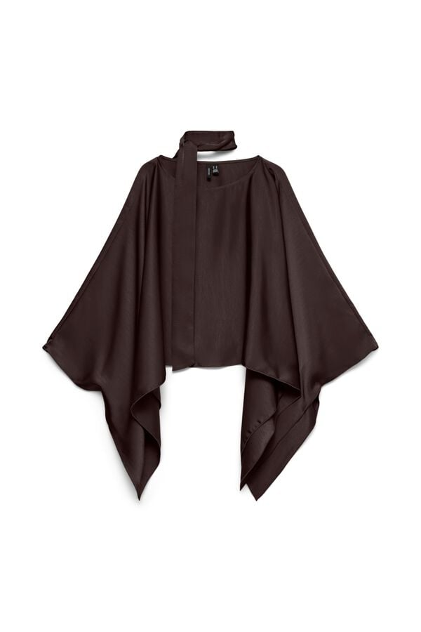 Vero Moda Curve Top assim&eacute;trico com len&ccedil;o Castanho