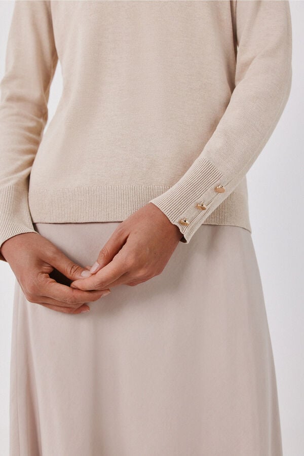 Cortefiel Round neck jumper Nude