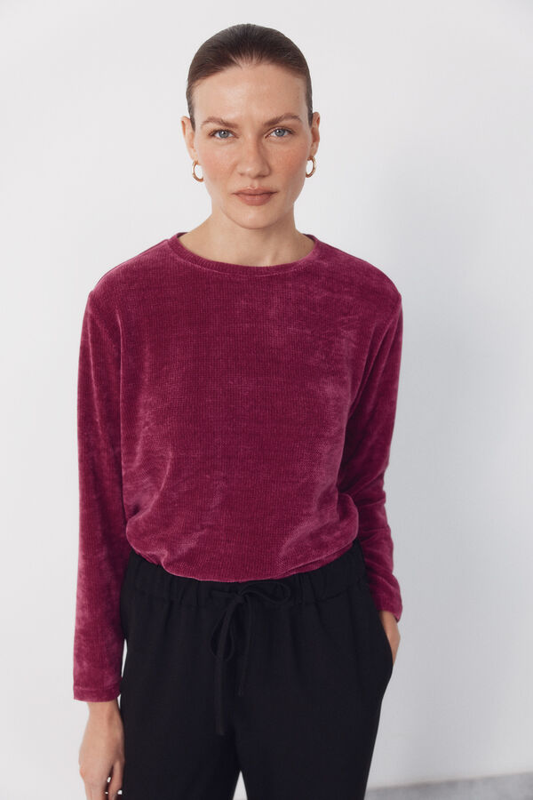 Cortefiel Chenille t-shirt Purple