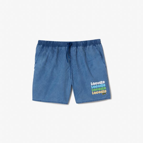 Lacoste Calções com efeito lavado Azul