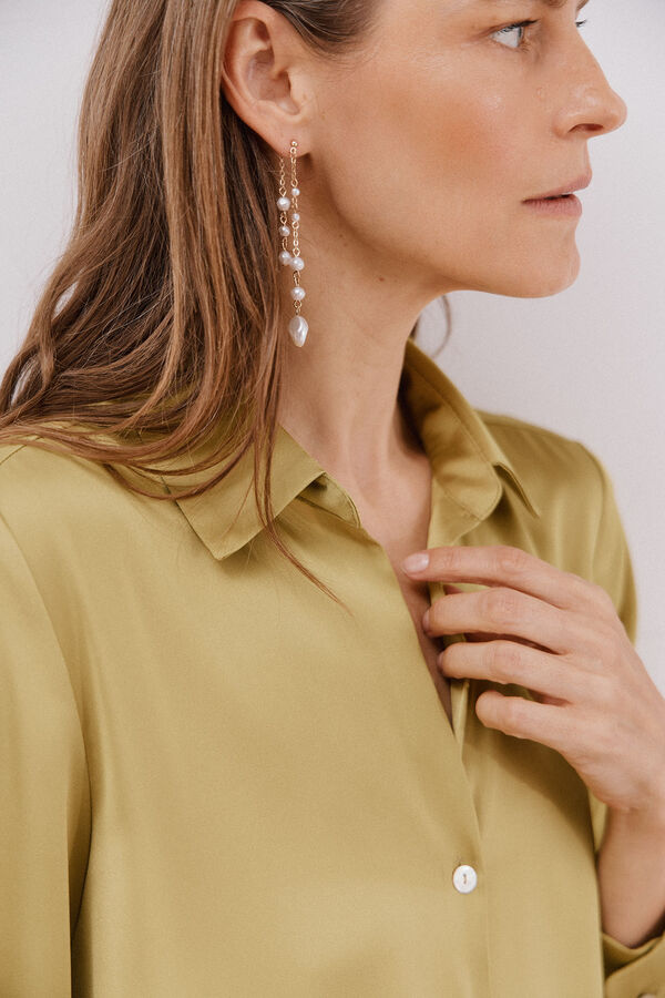Cortefiel Satin-finish shirt Green