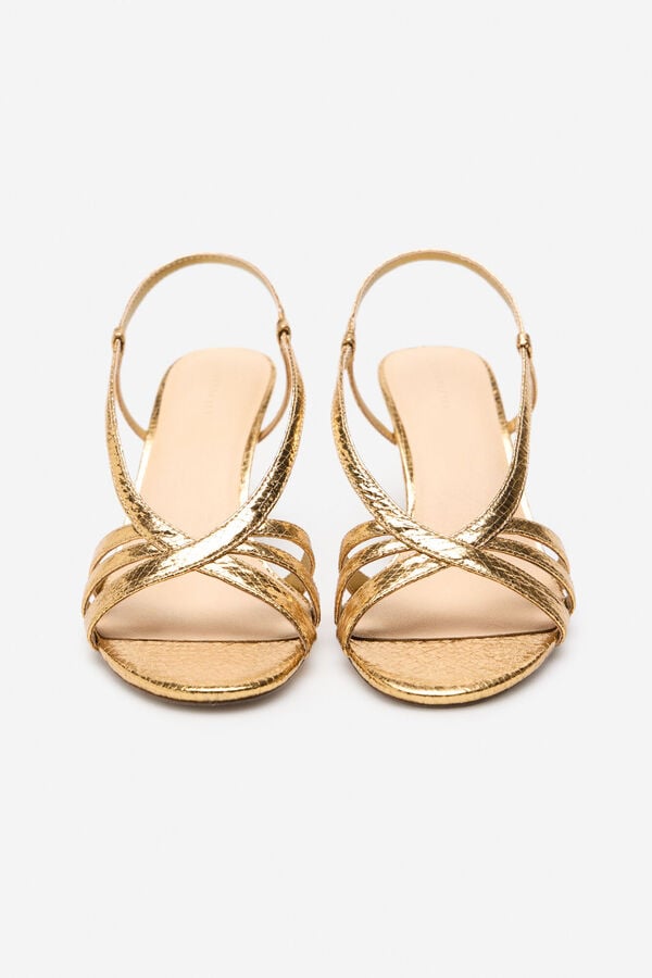 Cortefiel Snake-effect heeled sandal Yellow