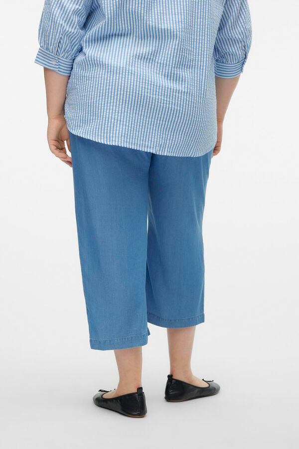 Cortefiel Pantalones culotte Tencel talla grande Azul