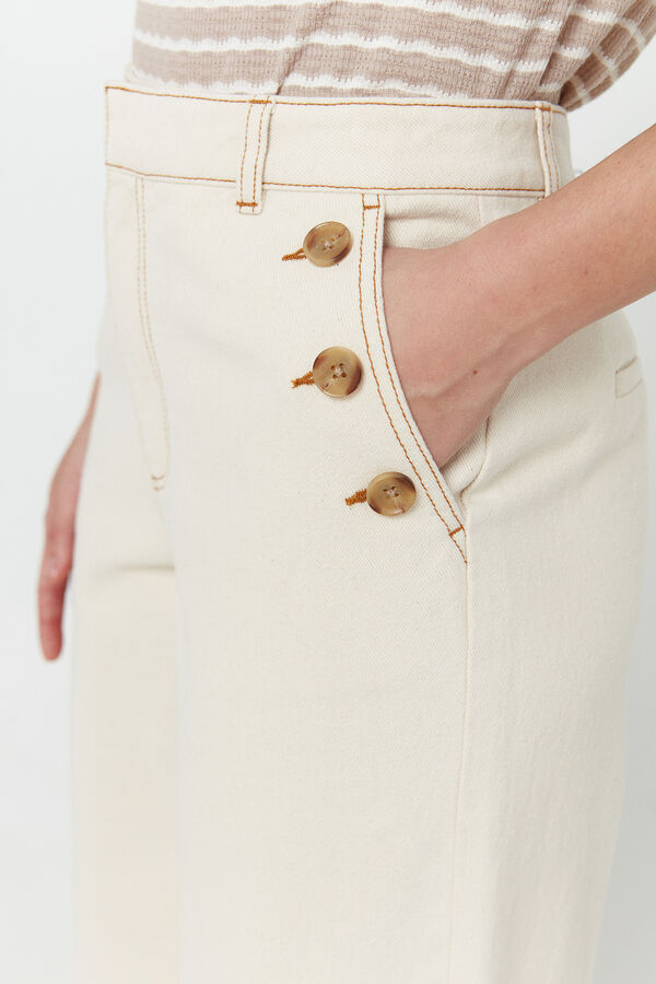 Cortefiel Pantalones detalles de botones Tabaco