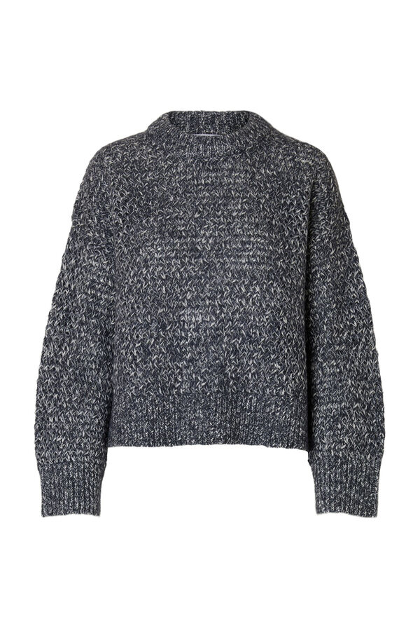 Selected Camisola de gola caixa de algodão orgânico Azul