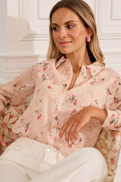 Cortefiel Camisa com flores Kate Vermelho