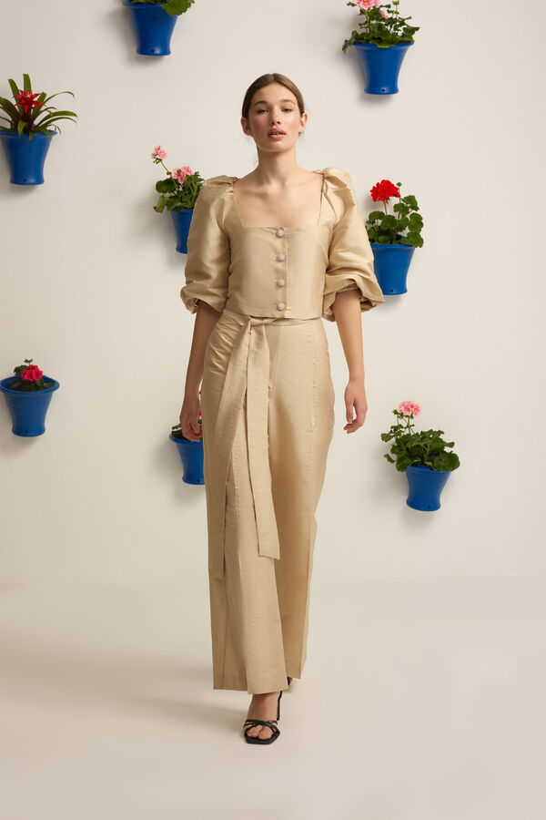 Silbon Blusa Event Collection manga bal&atilde;o Tostado