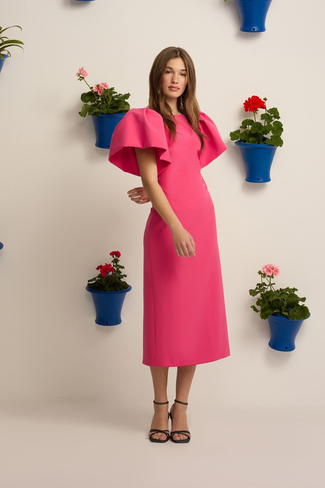 Silbon Vestido Event Collection midi manga abullonada