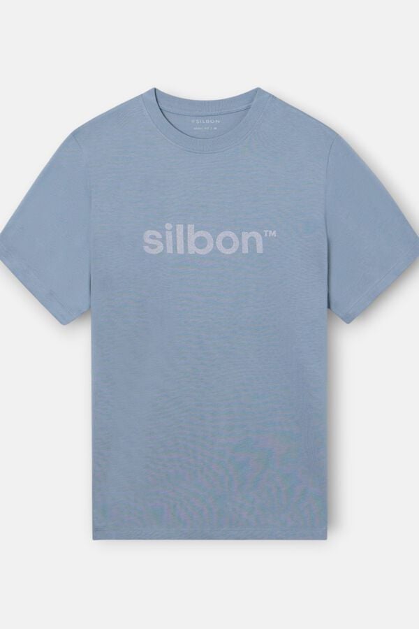 Silbon T-shirt Silbon com flock Azul