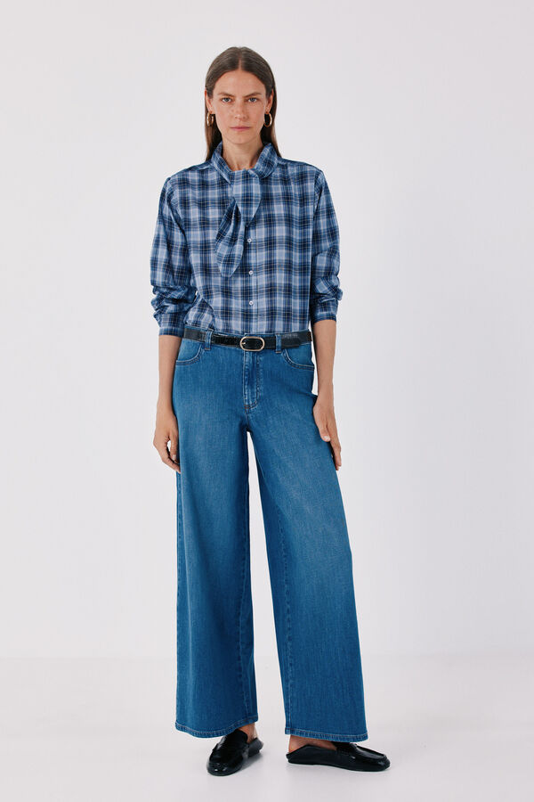 Cortefiel Long palazzo jeans Blue