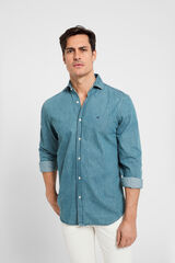 Cortefiel Camisa desportiva jeans azul-clara regular fit Azul