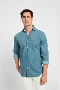 Cortefiel Regular fit casual light blue denim shirt Blue
